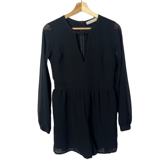 Abercrombie & Fitch Black Chiffon Long Sleeve Romper 6 - Picture 1 of 3